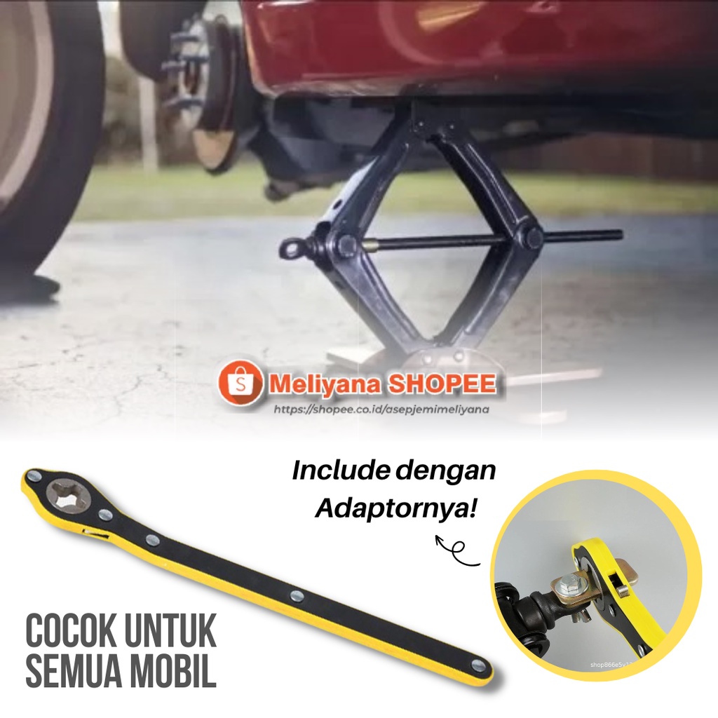 Alat Bantu Putar Dongkrak Mobil Model Kunci Ratchet Wrench Universal