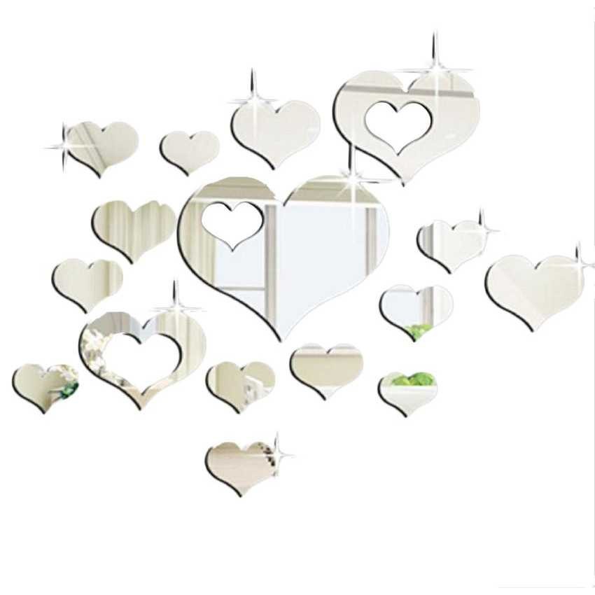 Hot Promo ! SOLEDI Sticker Dekorasi Dinding Love Mirror Acrylic 15 PCS - SL08