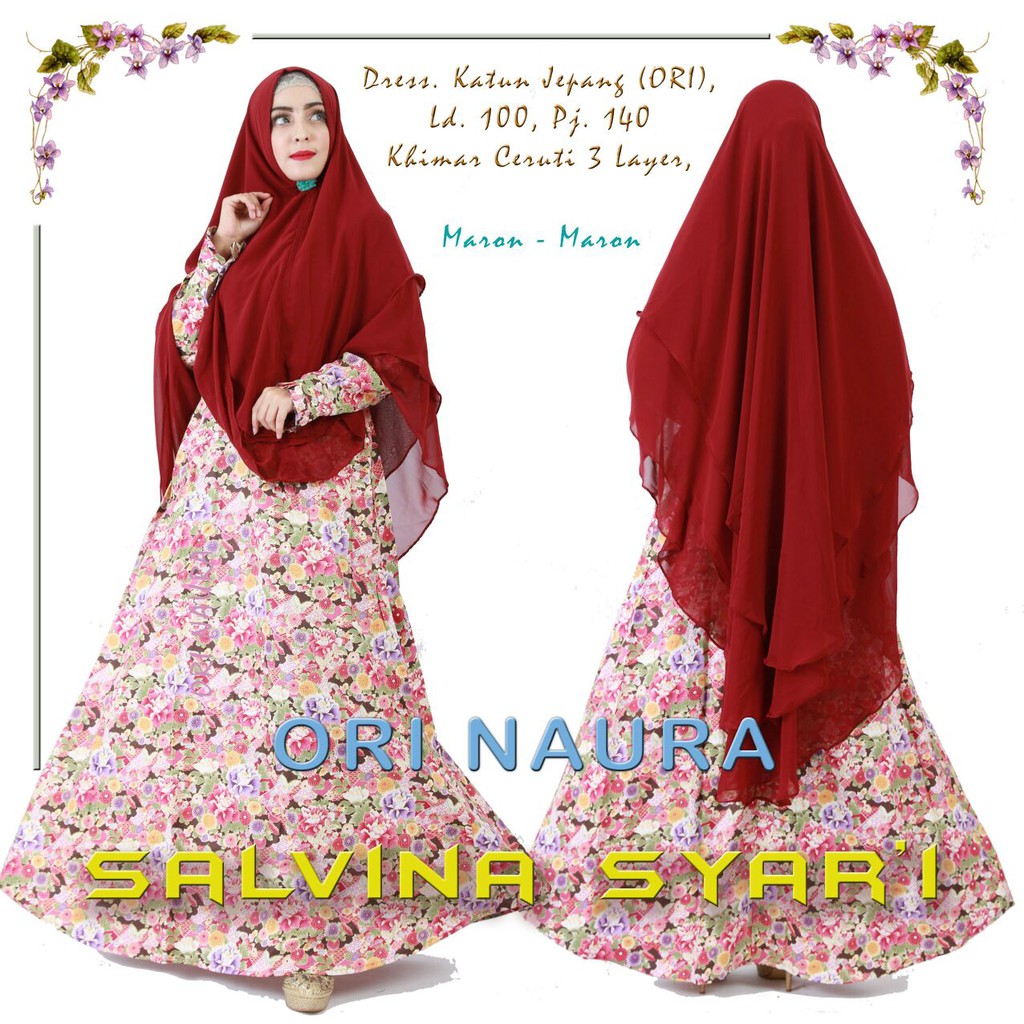 gamis katun khimar cantik SALVINA SYAR'I