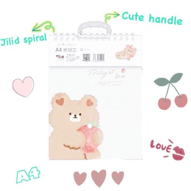 

(PERALATAN MENGGAMBAR) SKETCHBOOK BUKU GAMBAR A4 SPIRAL STRAWBERRY BEAR - VARIAN 1 SALE