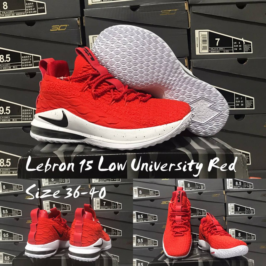 SEPATU BASKET SIZE KECIL NIKE LEBRON 15 LOW UNIVERSITY RED REPLIKA BOX ORIGINAL