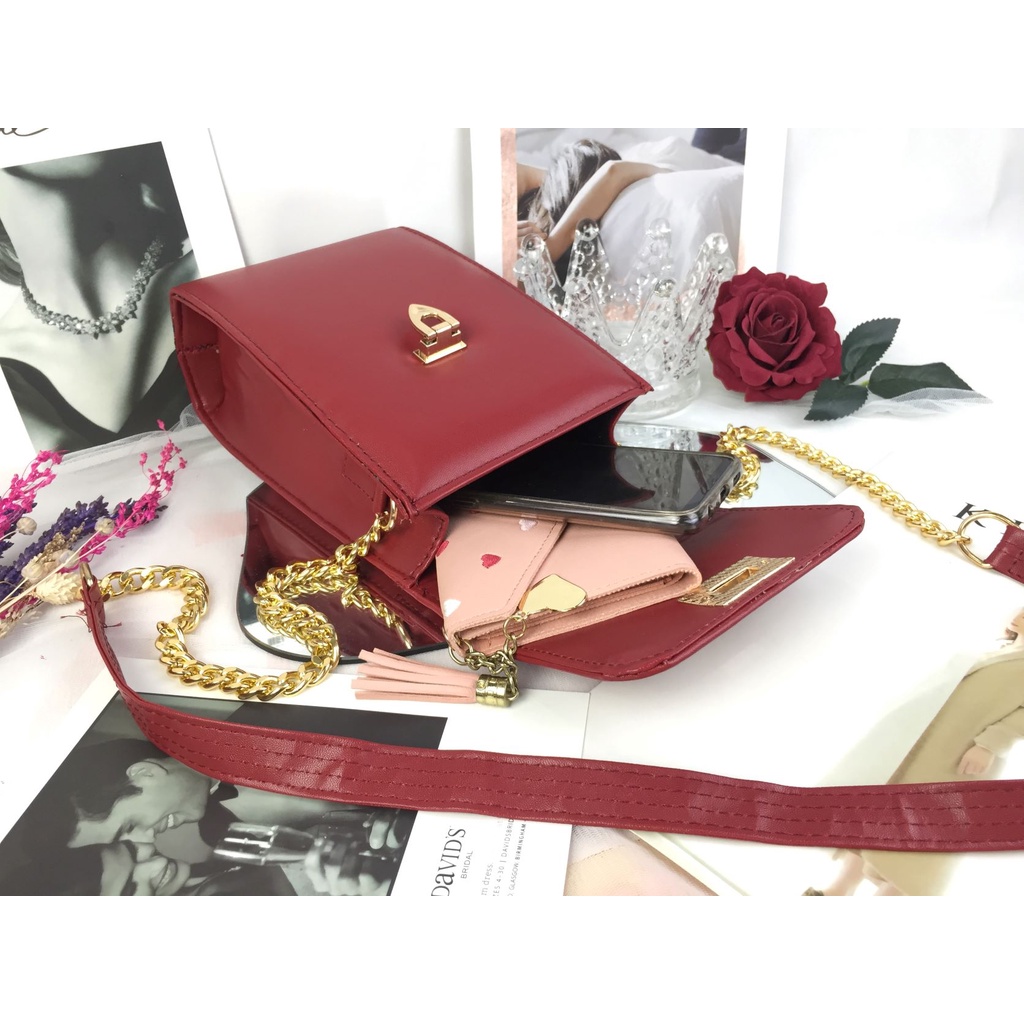 Tas HP Wanita Sling bag Selempang Kulit Polos KT007