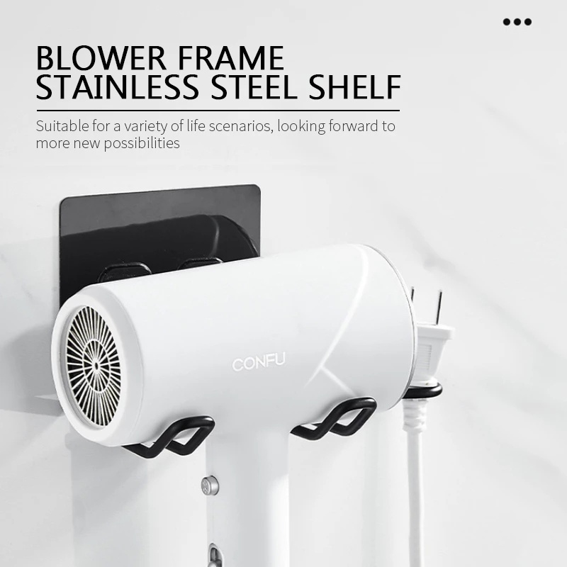 Rak Holder Hair Dryer Bahan Stainless Steel Tahan Air Untuk Kamar Mandi