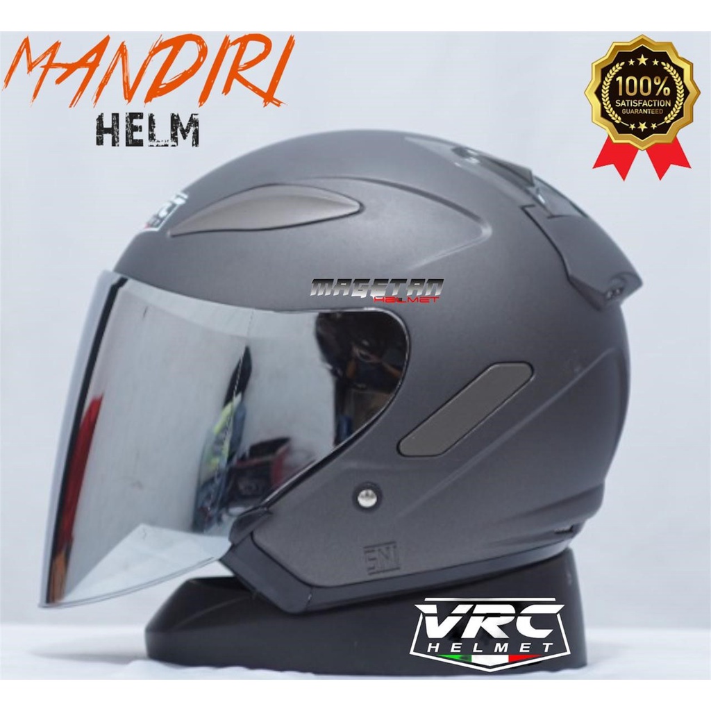 HELM CENTRO VRC SOLID/POLOS (paket ganteng spoiler kaca flat venom iridium)-GM doff tnpa spoiler