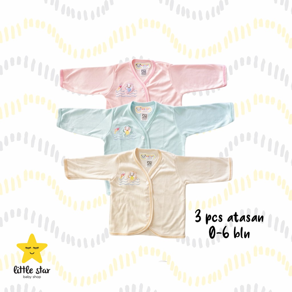 Mama Sien 3 PCS Kaos Atasan Lengan Panjang Anak Bayi Cewek Cowok