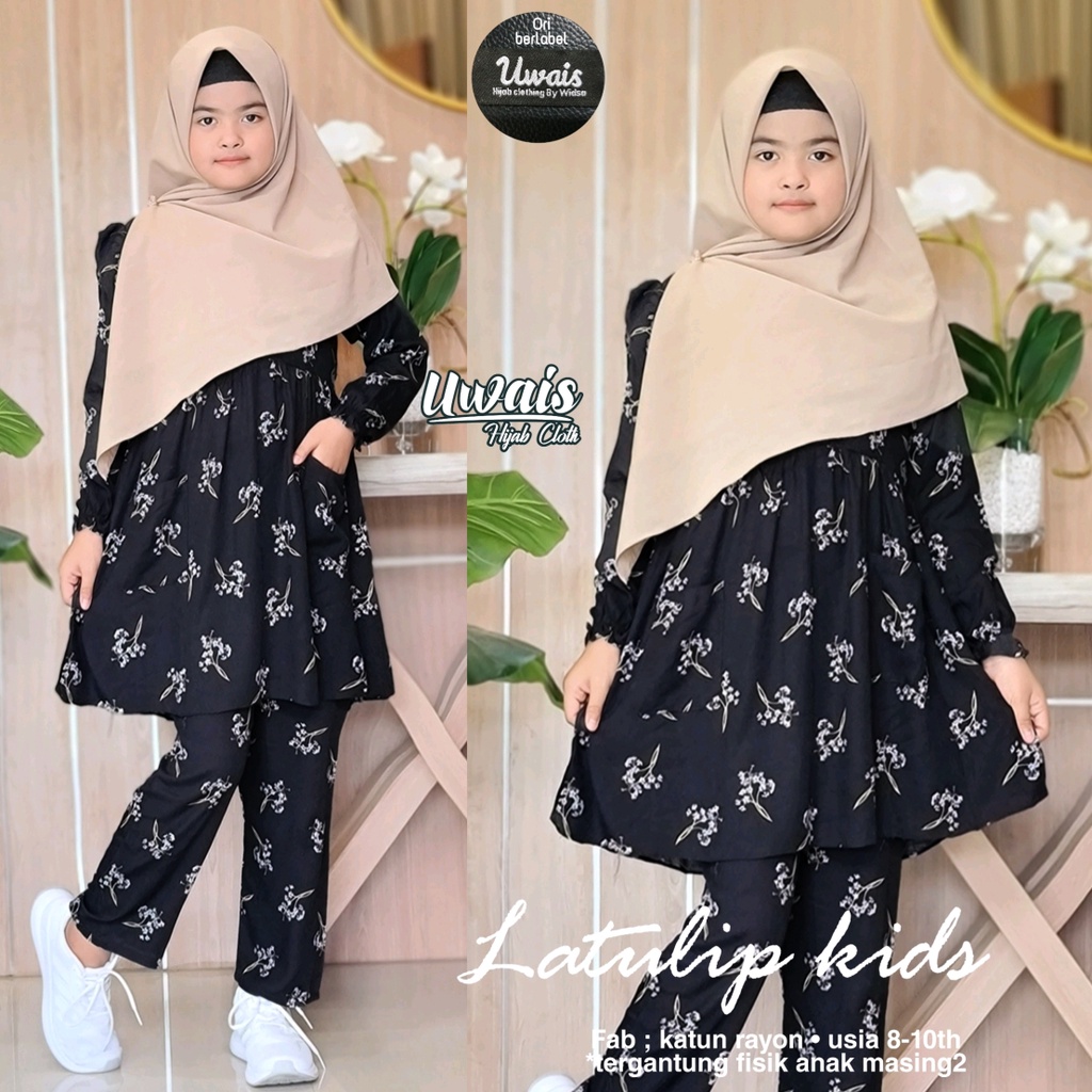 Latulip Set Kids Ori by Uwais Oneset Tunik Setelan Celana Anak