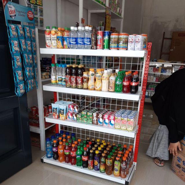 Rak Minimarket Starting T.120cm Backmesh Shelv 20cm Fullset Anddisplay