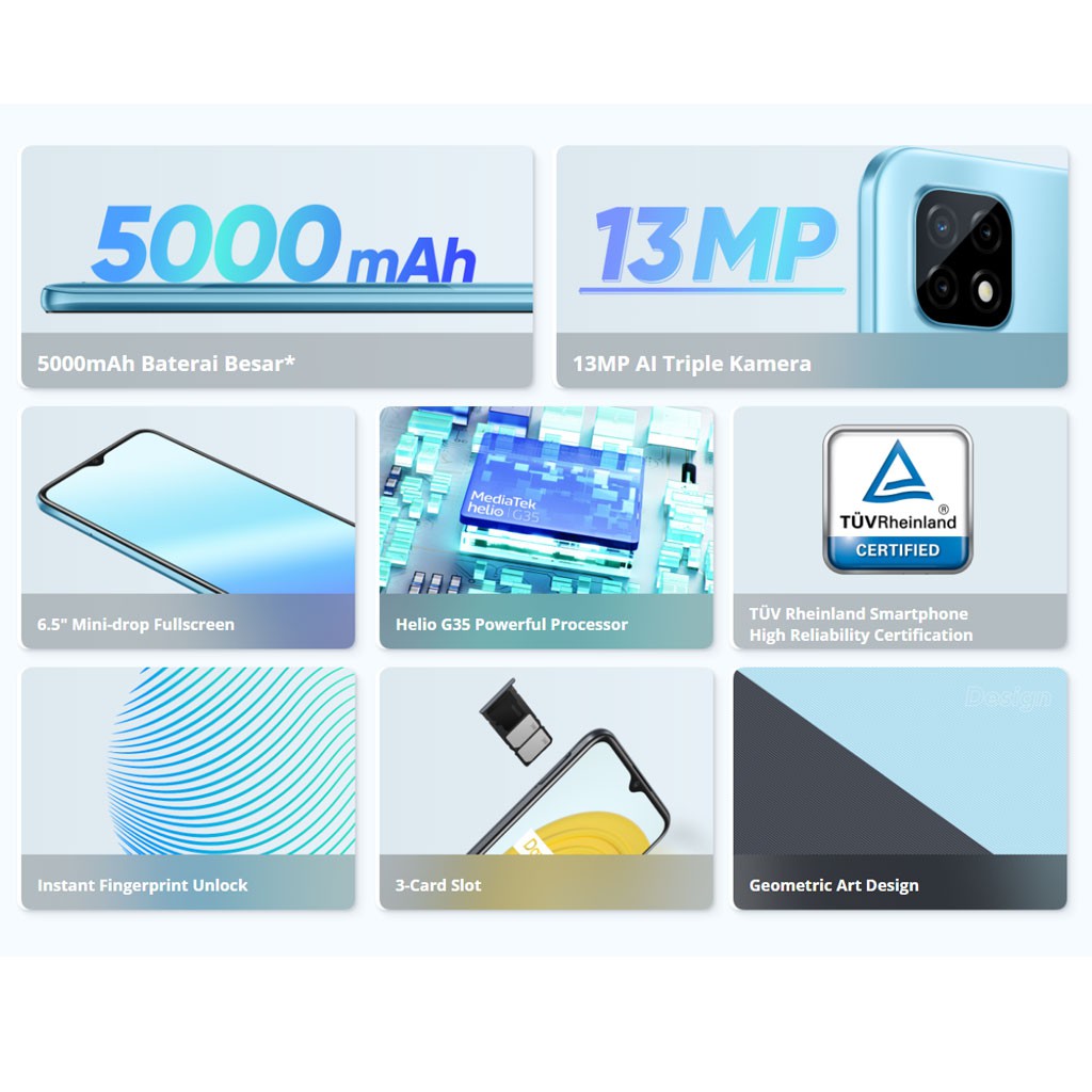 realme C21/C21Y 3/32 4/64 Garansi Resmi handphone realme hp realme c21 5000mAh 13MP AI Triple Camera-3