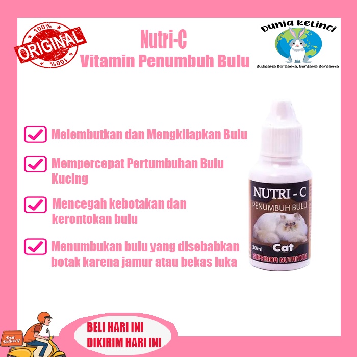 Vitamin Bulu Kucing NUTRI C Penyubur Bulu Kucing Penumbuh Bulu Kucing