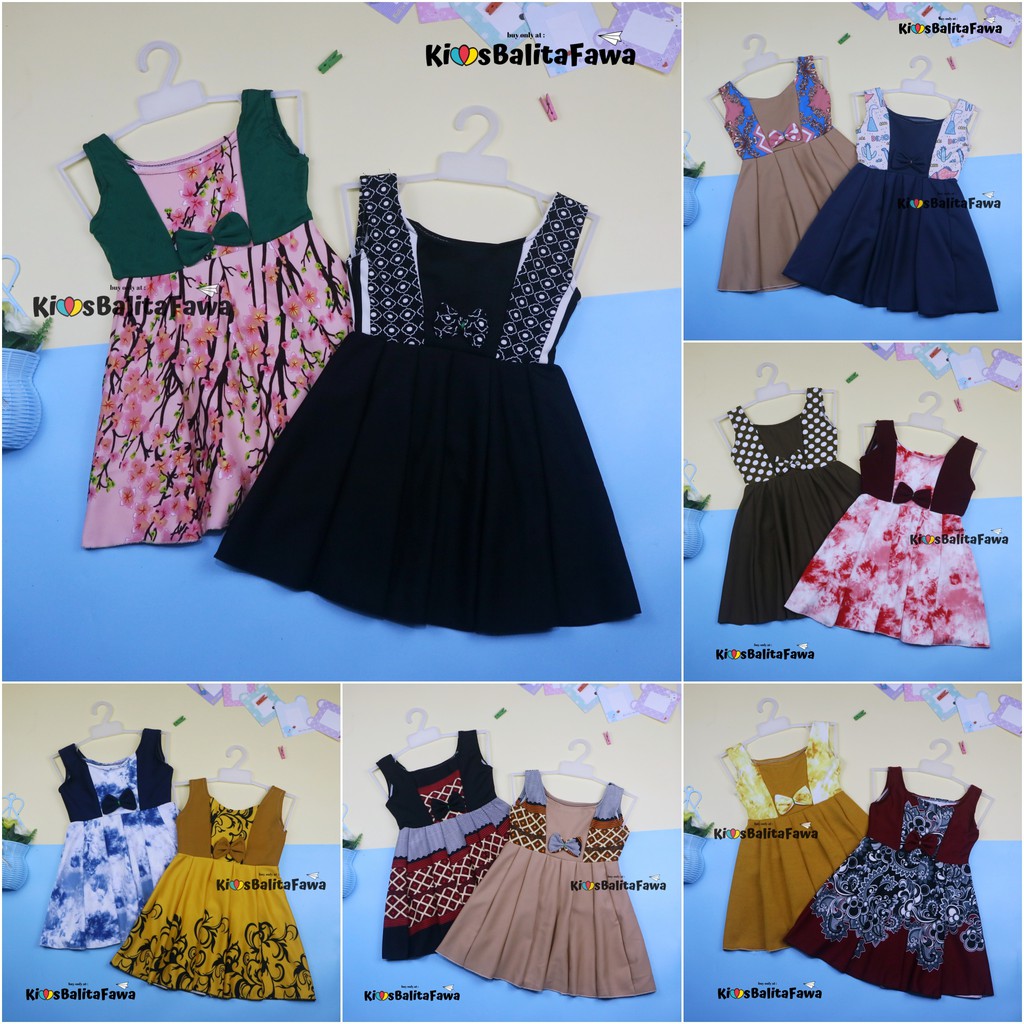 Dress Clairine uk 4-5 Tahun / Baju Anak Perempuan Model Dres Cewek Adem Batik Pakaian Motif Gaun