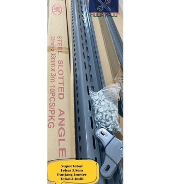 Rak Siku Lubang Tebal 2.1mili 3.8cm Besi Siku Lubang Tebal 2.1mm 3meter