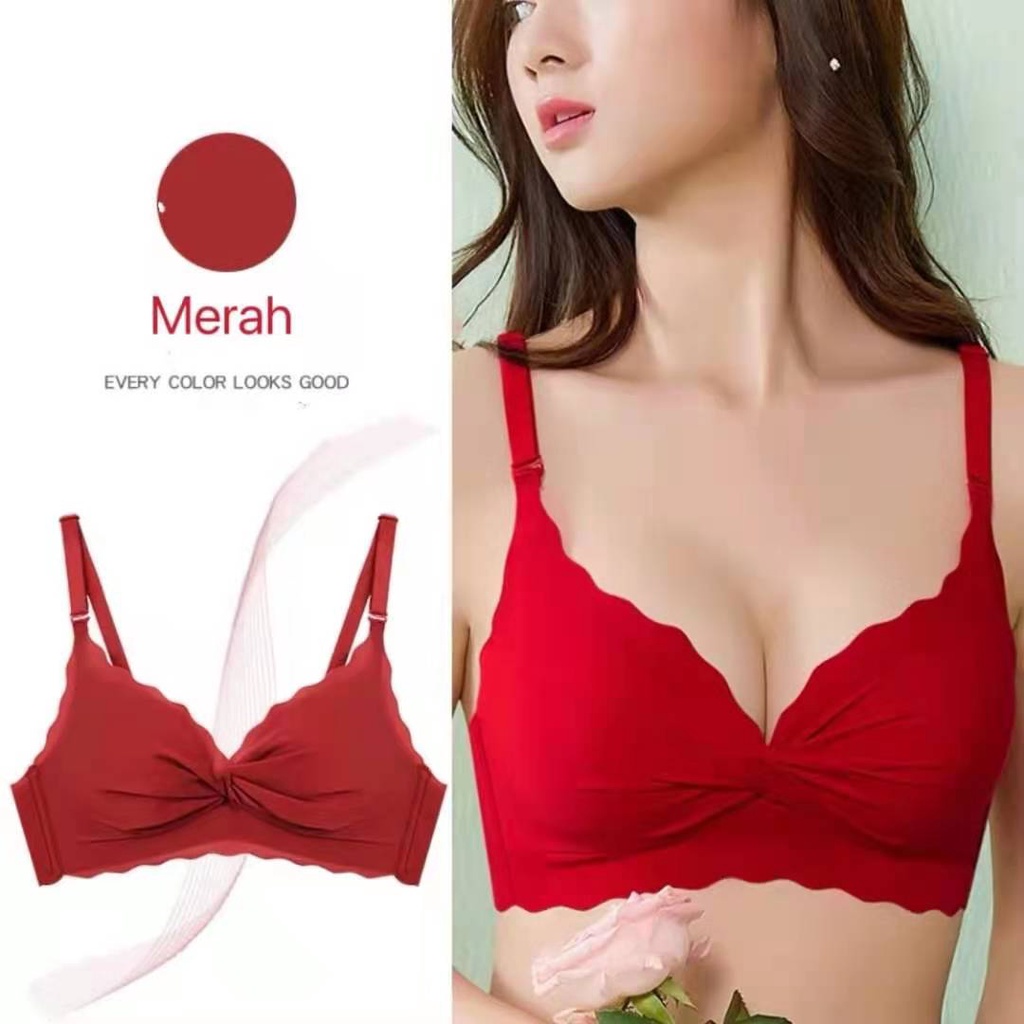 Sayishop BH push-up Bra Premium Quality Seamless Sport Push Up V Cross Tanpa Kawat