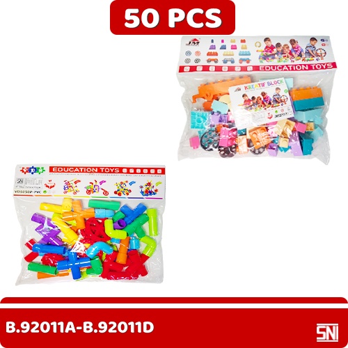 ISI 50 PCS Mainan Edukatif Anak Balok Susun Pipa / Mainan Anak Edukasi Block Pipa / Mainan Puzzle Block Warna Pastel ISI 50 PCS 050P