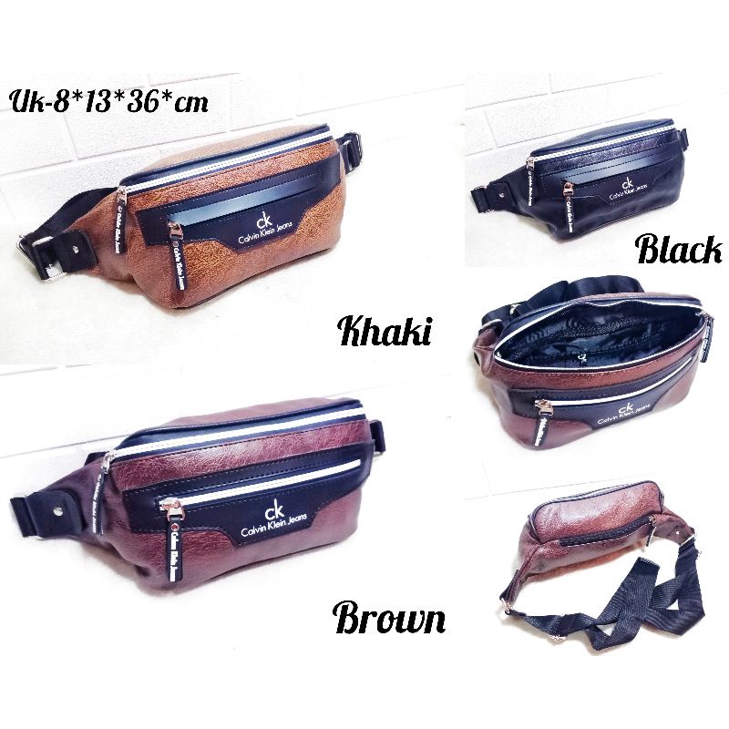 OBRAL... Tas pinggang waistbag pria kulit pu impor china ck085