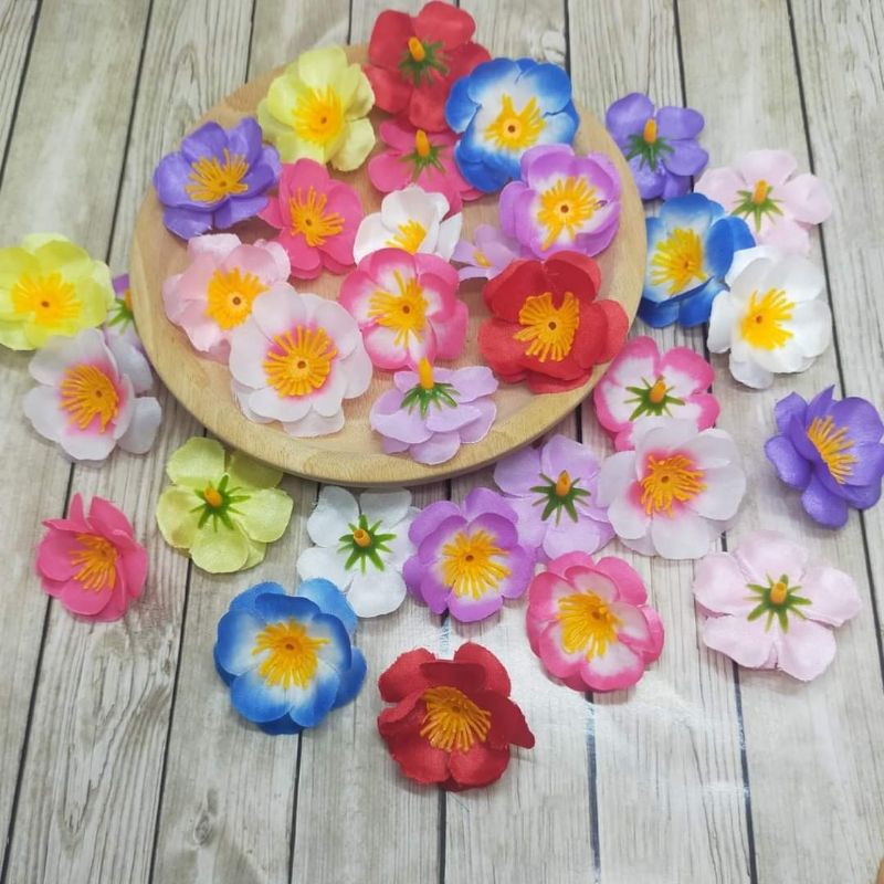 Bunga Sakura Mini Backdrop Sakura Mekar Polos Gradasi Kuntum Rustik Bunga Hias Plastik Sakura Gradas