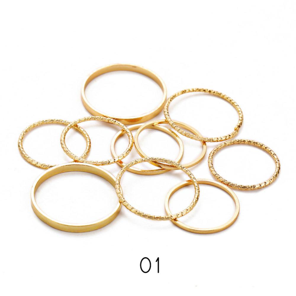 Timekey 10PCS / Set Cincin Alloy Vintage Minimalis Unik Untuk Wanita A3K6