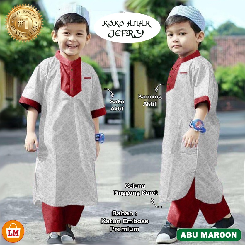 Setelan Koko Anak JEFRI , Stelan Jubah anak, Baju Koko Trendy, Baju Lebaran BAJU KOKO ANAK LMS 21143