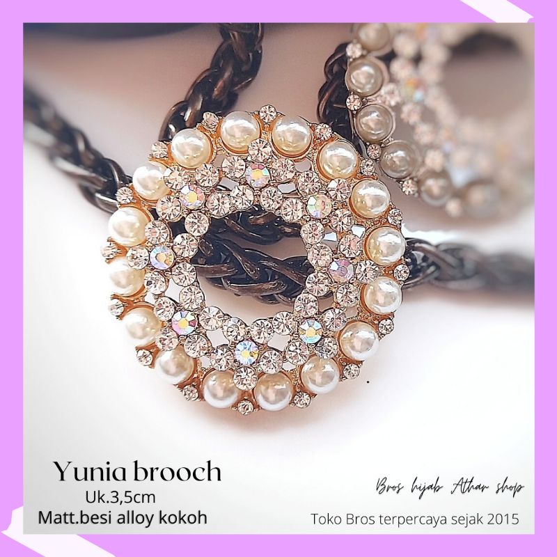 Athar shop COD Bros mutiara kristal fashion korea aksesoris fashion pin bros tuspin-Yunia gold