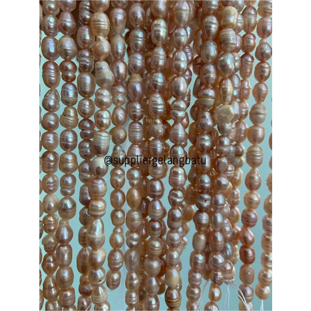 Bahan Mutiara Air Tawar Barok lavender 6 x 8mm oval baroque pearl