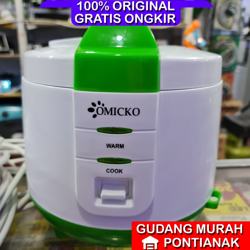 Ricecooker Omicko 1,2 liter anti penyok / penanak nasi / magic com 1liter /magicom hijau