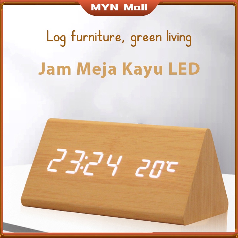 Jam kayu / Jam Meja Kayu LED Digital Wooden Small Table Clock / Jam kayu Desk Clock / Jam kayu elektronik