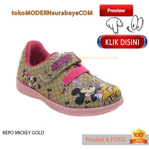 SEPATU ANAK KARAKTER PRINTING KEPO MICKEY GOLD