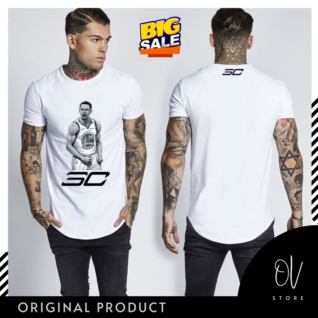 Kaos Stephen Curry Basic T-shirt Longline White | Kaos Polos Pria Wanita Premium Original Distro