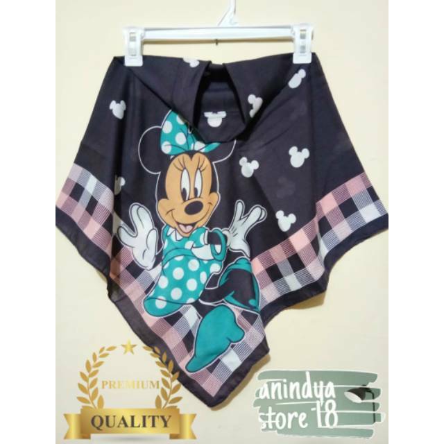 Termurah Kualitas Premium Hijab Jilbab Instan Voal motif Mickey Mouse  abu htm