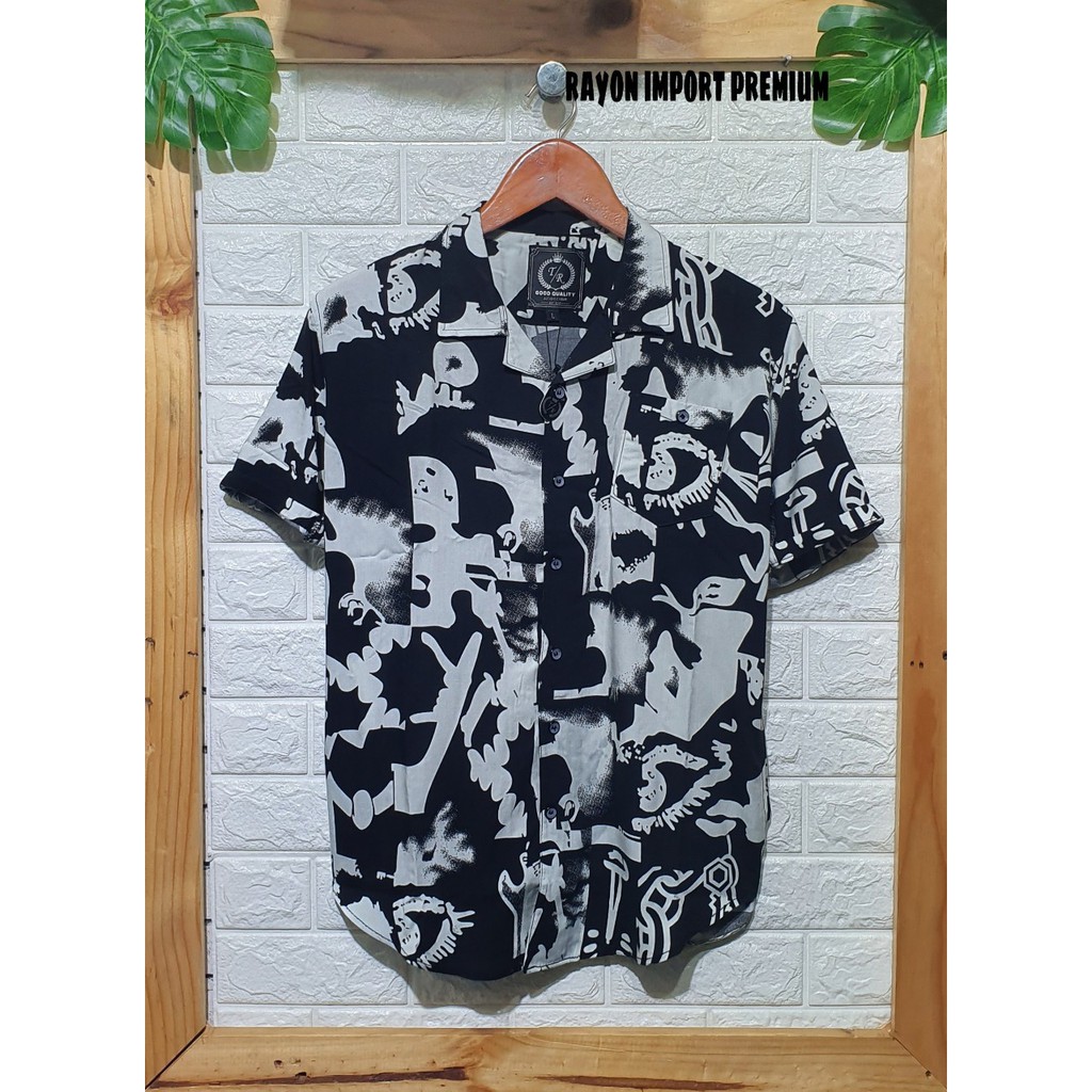 Kemeja Pria Motif Pria Cowok Lengan Pendek Bunga Formal Casual Murah Slimfit All Size M L XL Bagus