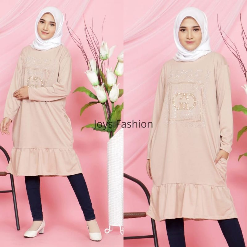 JF Atasan Tunik Kaos Babyterry Jumbo Tunik Wanita Muslimah Terbaru UCI MOTE REMPEL