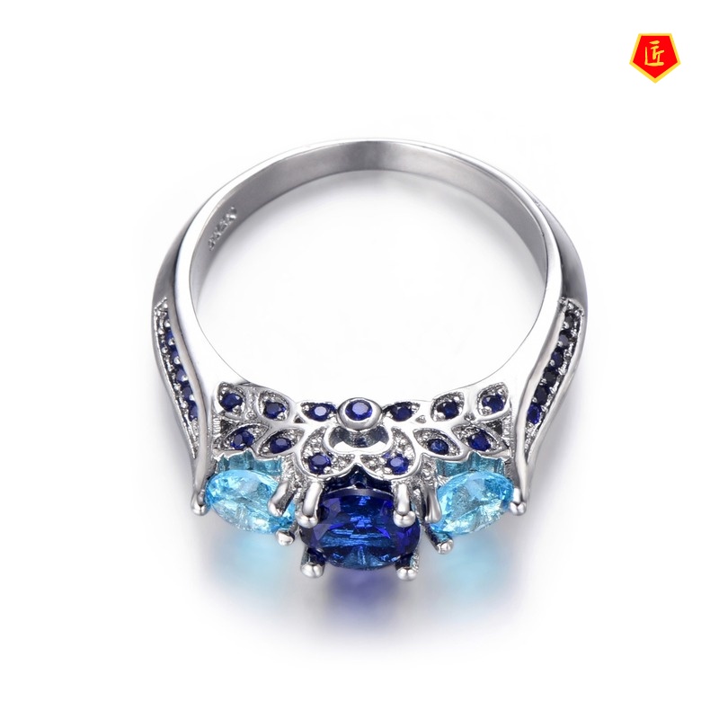 [Ready Stock]Creative Blue Crystal Diamond Ring