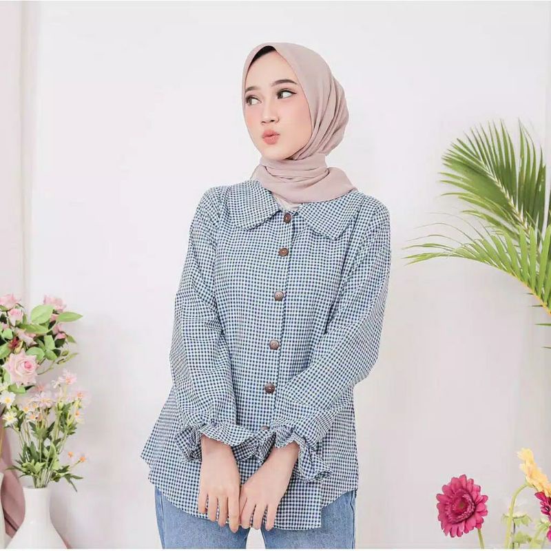 Keysila Collection  Baju Atasan Muslim Terbaru Motif Kotak - kotak Design Kekinian Harga Murah