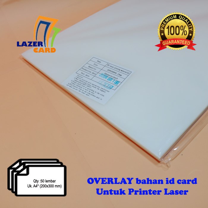 

RB BAHAN PVC ID CARD 50 lembar Overlay (UNTUK LASER PRINTER)