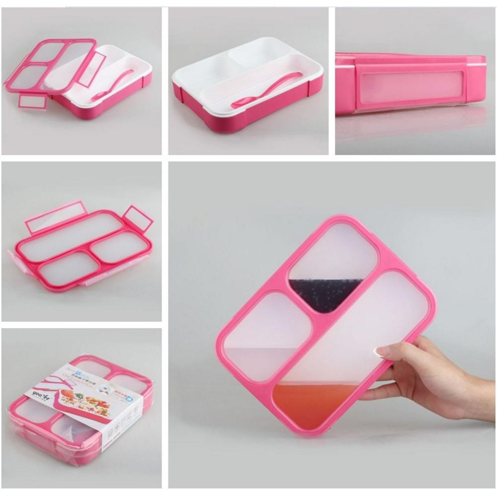 Yooyee Kotak Makan Grid Bento Lunch Box 3 Sekat tempat makan Anti Bocor
