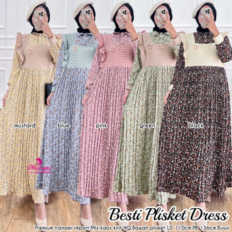 Gamis Terbaru Korean Style Bunga Kecil