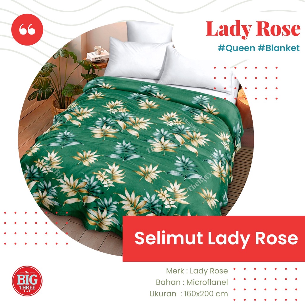 LADY ROSE Selimut 160x200 motif Alika Animal Aquatic Felicia Catty Danila Sefia Viola Pratista Elina France Rista Batman Hugo Star Tropis Lian London Delia Big Leaf Sunny Serra Starnight Watson- QUEEN 160