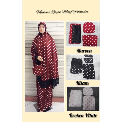Mukena Rayon Motif Polkadot Jumbo Kombinasi Renda Motif Terbaru Mukena 2 in 1 Mukena Dewasa Mukena C