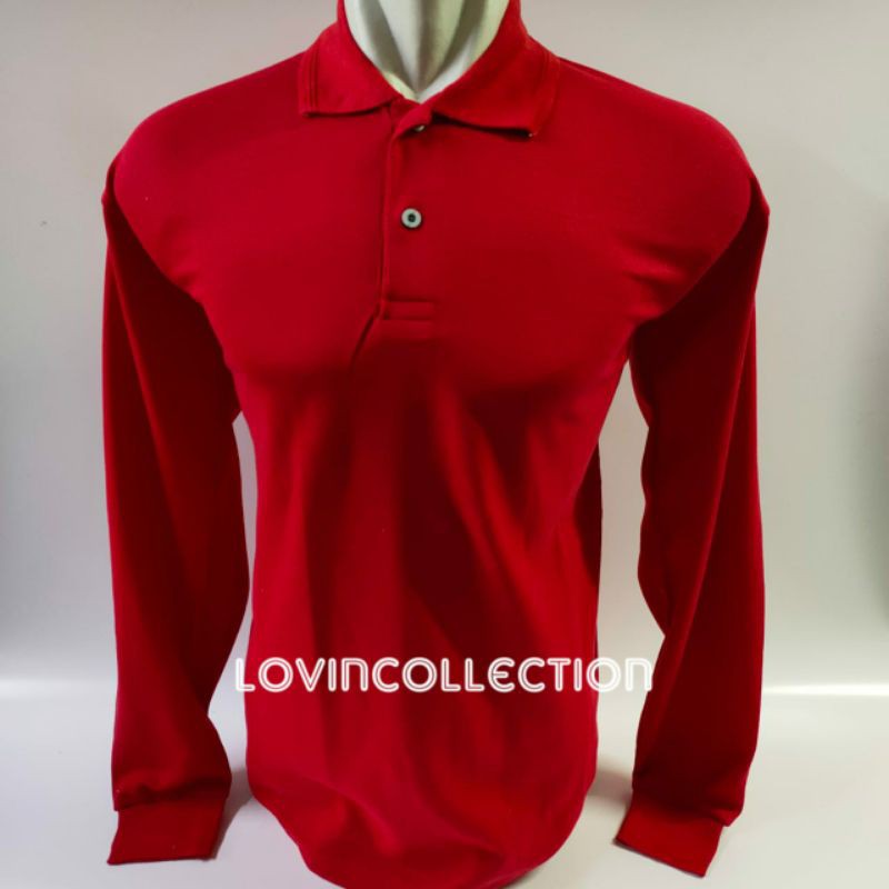 Kaos Kerah Panjang / Kaos Kerah Pria / Kaos Berkerah / Kaos Kerah Wanita / Wangky / Merah