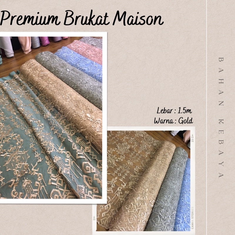 Kain Bahan Kebaya Super Premium Tile Maison Design By Sapto Bordir Mewah Warna Golden Brown