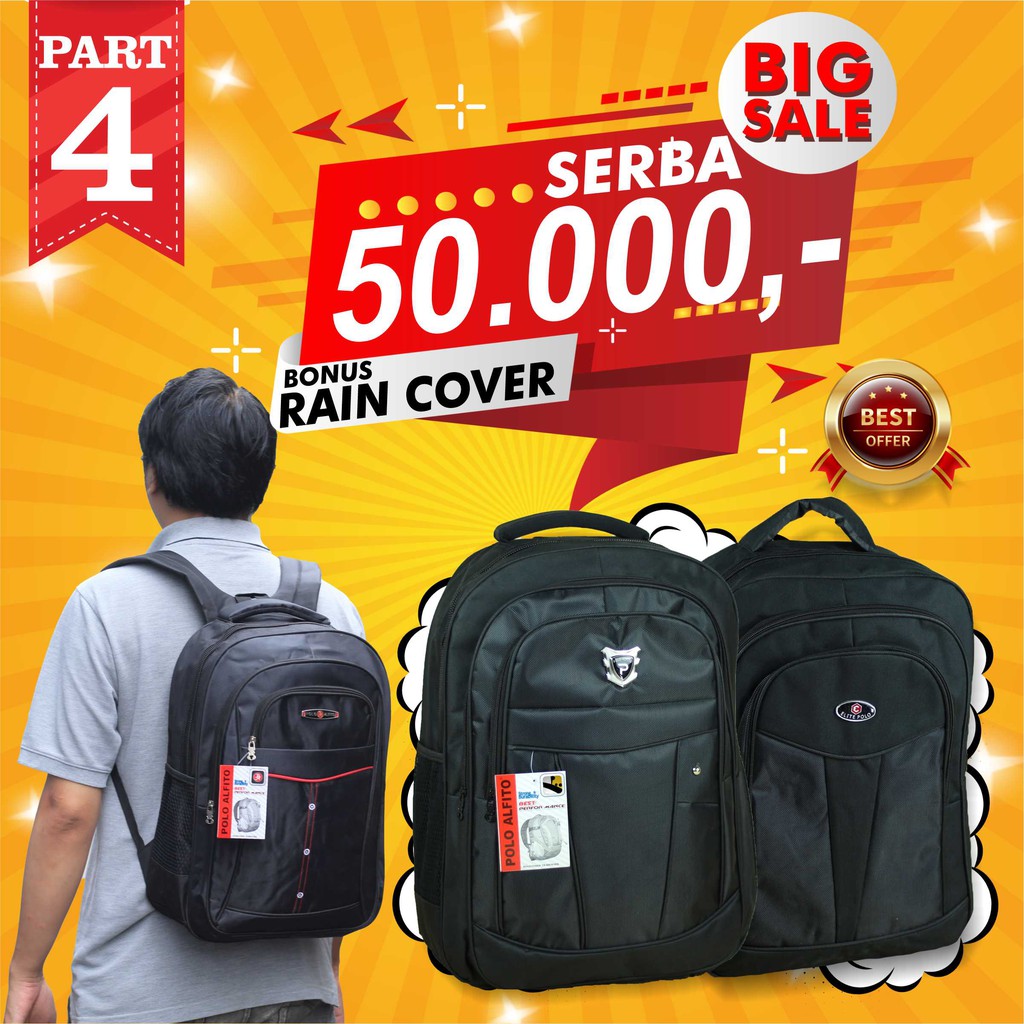 SERBA 50 RIBU Polo A Tas Gendong  Sekolah SMP SMA Cewek Cowok Ransel Laptop Kuat Murah Backpack Simpel