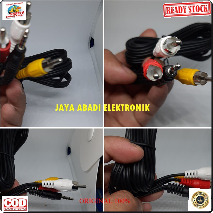 G391 Kabel GAMBAR 3.5 mm TO 3 RCA 3in1 tv cable televisi androit box indihome video audio universal multi G391  Bisa dipakai segala gadget yg menggunakan kabel jenis ini  kabel ini di gunakan untuk pemakaian android box menggunakan TV tabung non