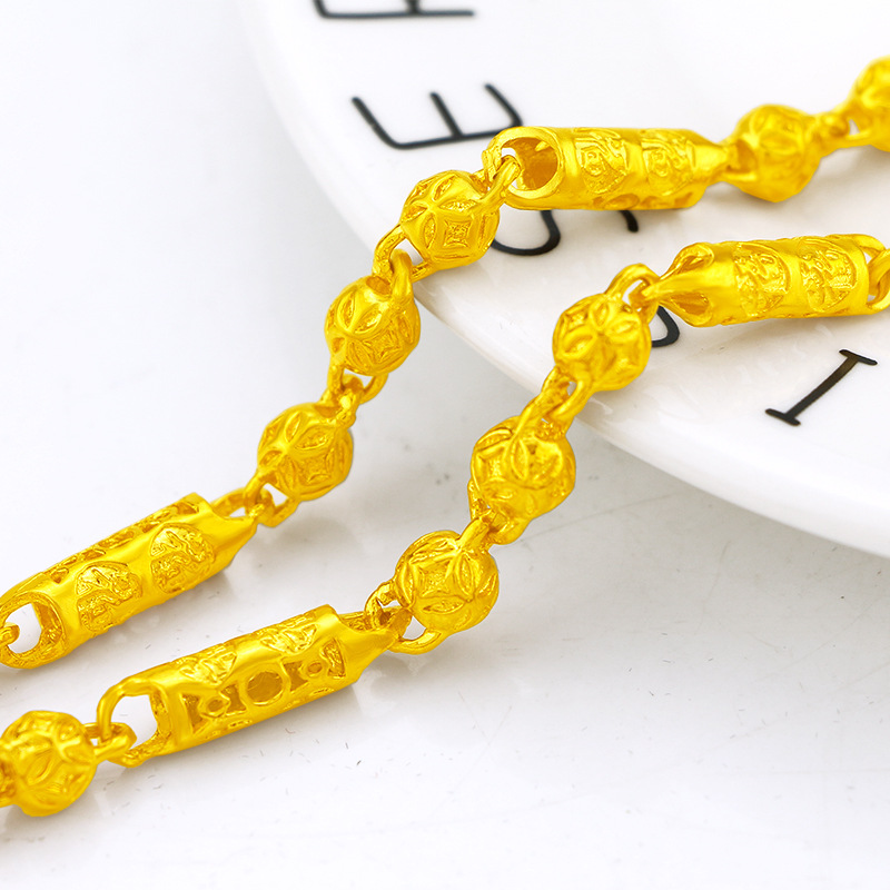 Kalung Emas Asli Kadar 375 Desain Koin Fu Fu Silinder Ukuran 6mm Panjang 55cm Berat 52g Untuk Pria