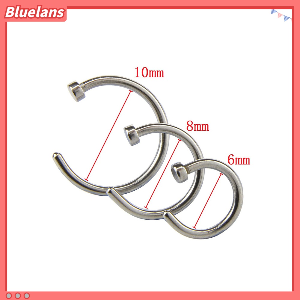 14pcs / Set Cincin Tindik Hidung Bahan Stainless Steel Aksen Berlian Imitasi Untuk Unisex