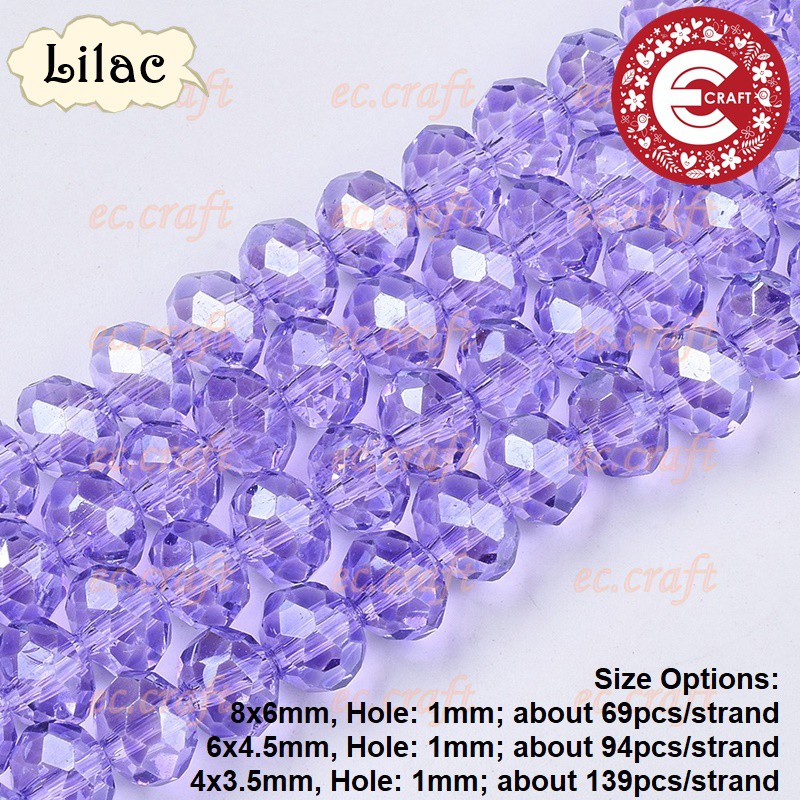 MANIK-MANIK KRISTAL LILAC UKURAN 4MM/6MM/8MM