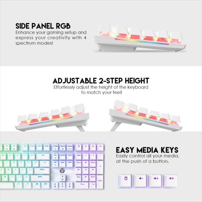 FANTECH MAXFIT108 MK855 V2 WHITE FULL SIZE RGB MECHANICAL KEYBOARD GAMING MAXFIT 108