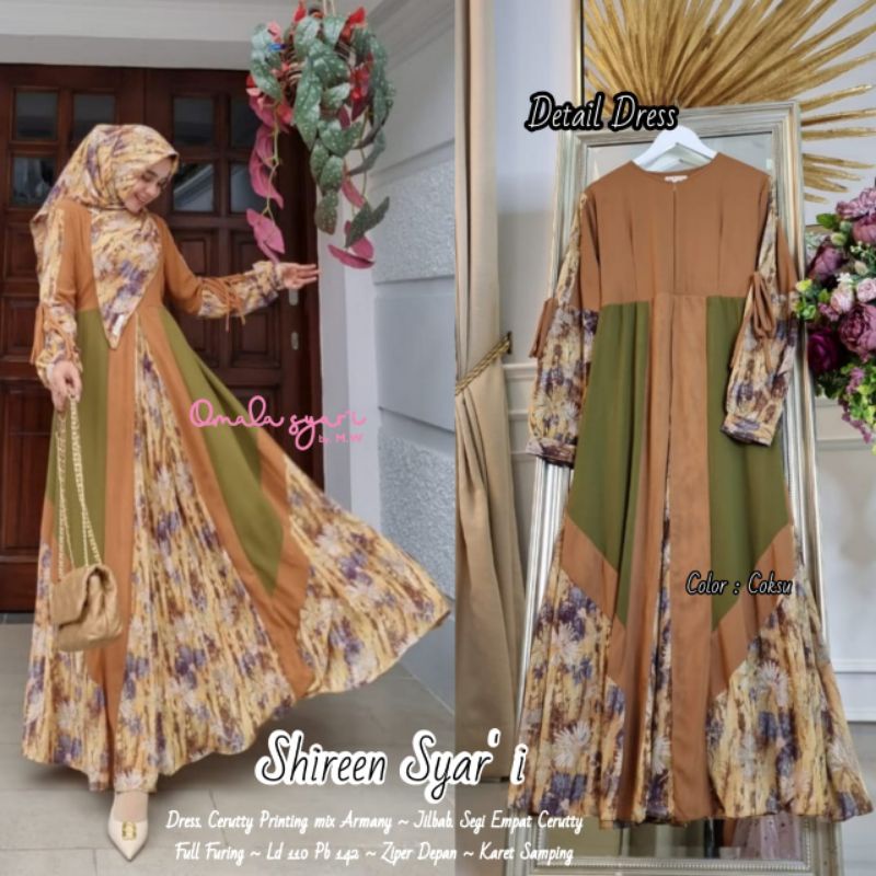 SN - Violin & Shireen Dress set Hijab ori Omala Syar'i. Gamis Pesta set Kerudung Segiempat. Gamis Ce