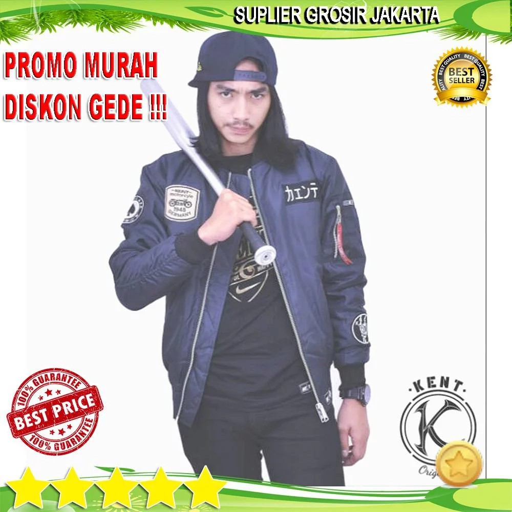 ORIGINAL Pria Jaket Pria Bomber Polos Navy Saku Dalam Waterproof Terbaru Maco BK