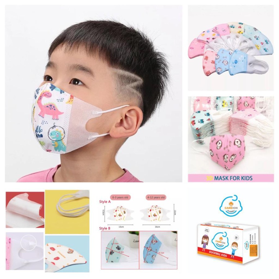 MASKER DUCKBILL ANAK KN95 3D ISI 50 PCS KARAKTER DUCK BILL USIA 4-12 TAHUN