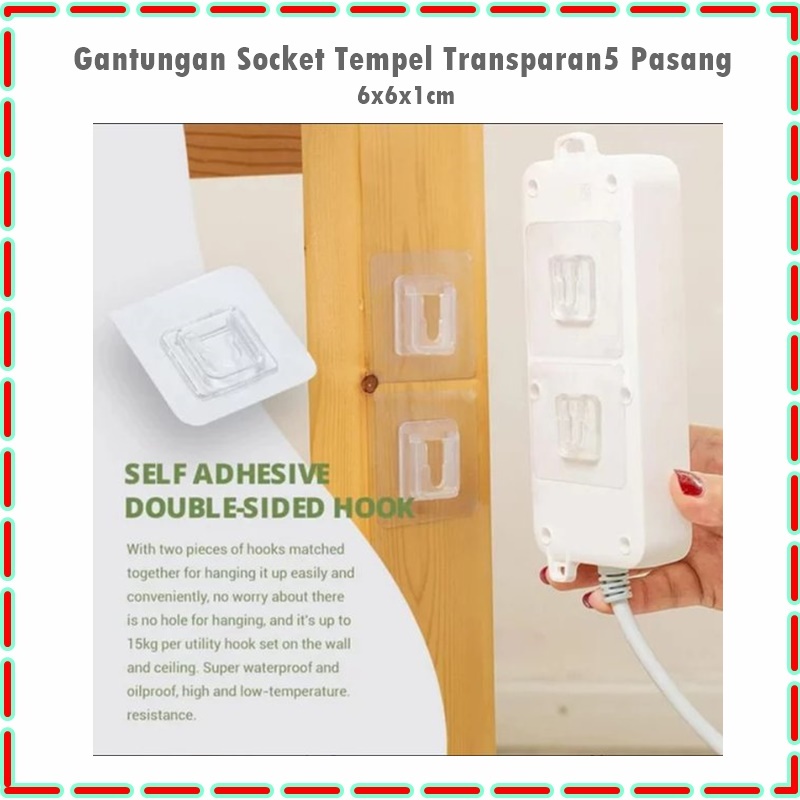 Gantungan Tempel Socket Tempel Transparan 5 pasang