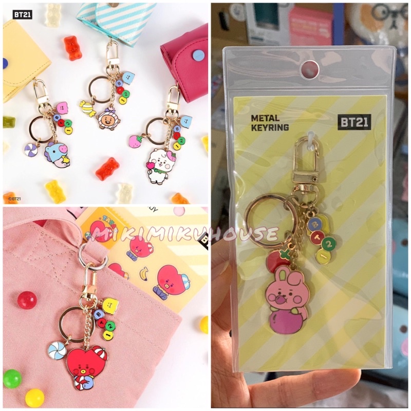BT21 BABY METAL KEYRING JELLY CANDY MONOPOLY OFFICIAL GANTUNGAN BAG CHARM BTS KOREA TINYTAN DOLL ORI